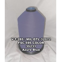 V-T-285F Polyester Thread, Type I, Tex 207, Size 3/C, Color Azure Blue 35231 