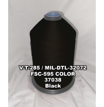 MIL-DTL-32072 Polyester Thread, Type I, Tex 554, Size 8/C, Color Black 37038